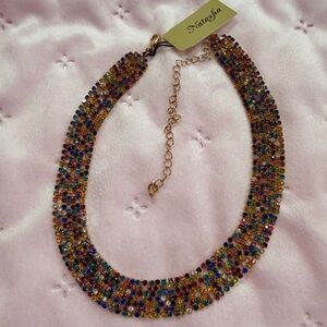 Natasha Couture Multicolor Crystal Statement Collar Necklace